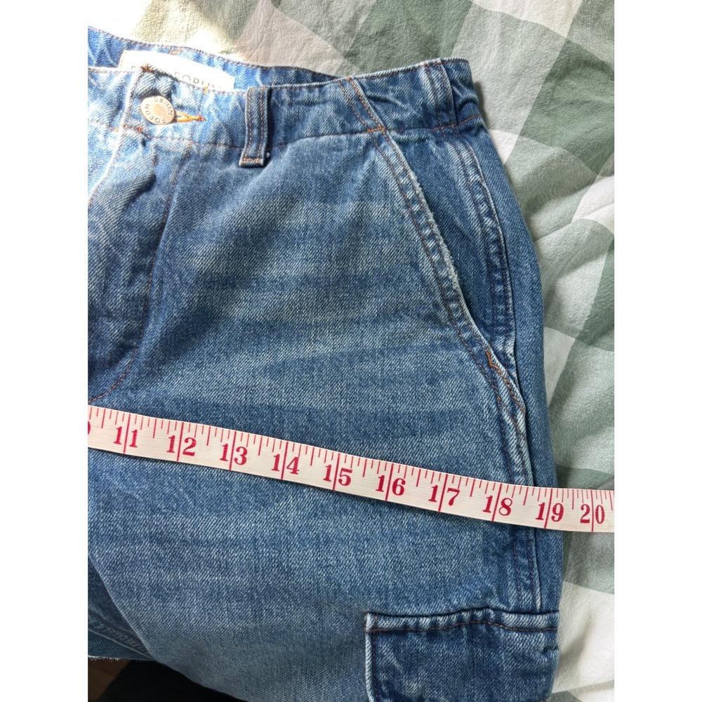 Denim Forum The 90s Edie Lo-Rise Cargo Jeans Blue Straight Leg 100% Cotton 25 - Picture 10 of 11